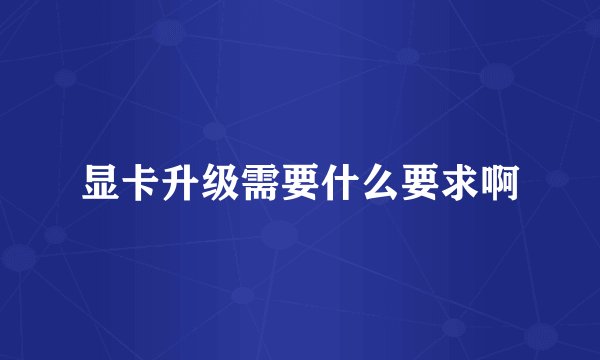 显卡升级需要什么要求啊