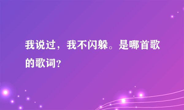 我说过，我不闪躲。是哪首歌的歌词？