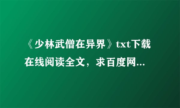 《少林武僧在异界》txt下载在线阅读全文，求百度网盘云资源