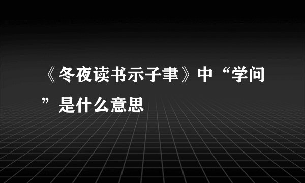 《冬夜读书示子聿》中“学问”是什么意思