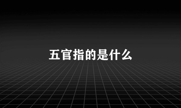 五官指的是什么