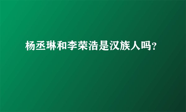 杨丞琳和李荣浩是汉族人吗?