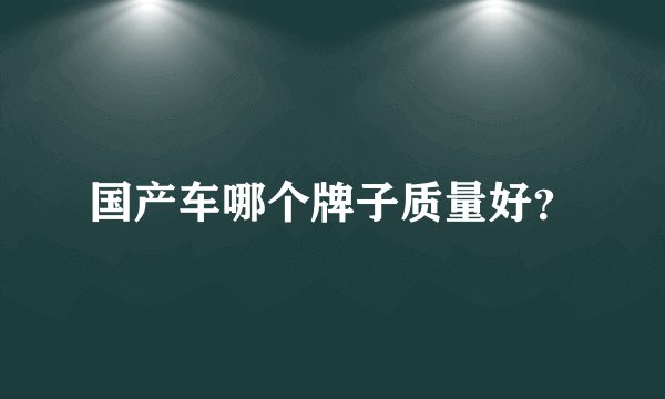 国产车哪个牌子质量好?