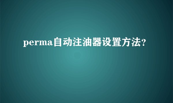 perma自动注油器设置方法？