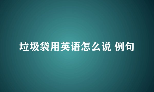 垃圾袋用英语怎么说 例句