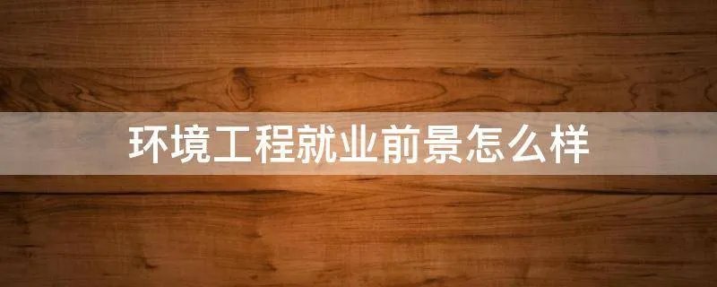 环境工程就业前景怎么样