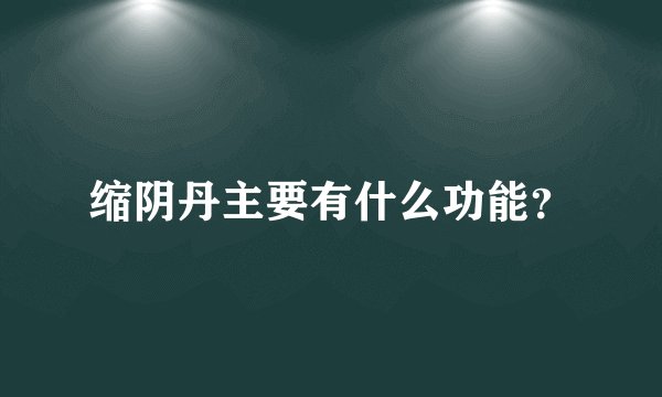 缩阴丹主要有什么功能？