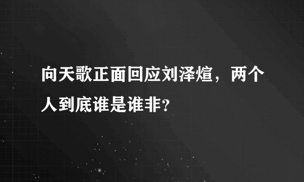 向天歌正面回应刘泽煊，两个人到底谁是谁非？