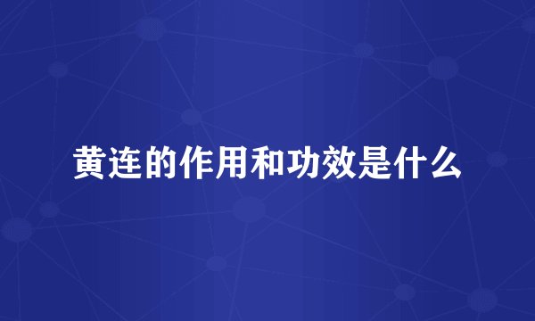 黄连的作用和功效是什么