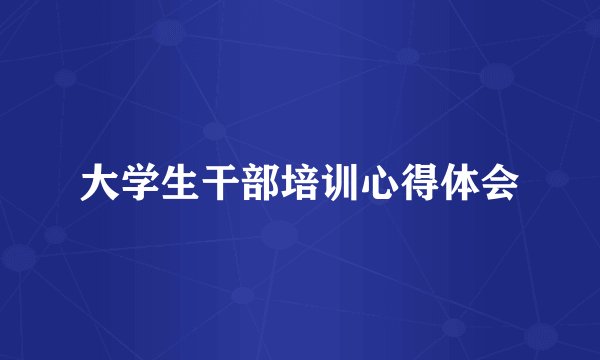 大学生干部培训心得体会