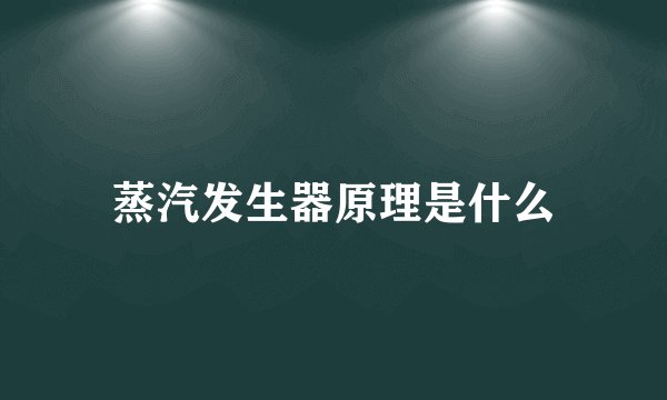 蒸汽发生器原理是什么