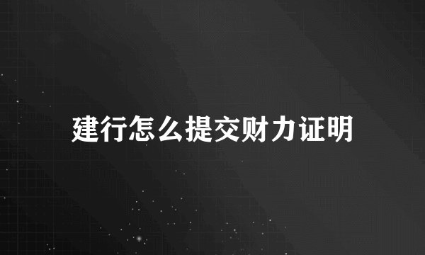 建行怎么提交财力证明