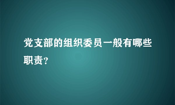 党支部的组织委员一般有哪些职责？