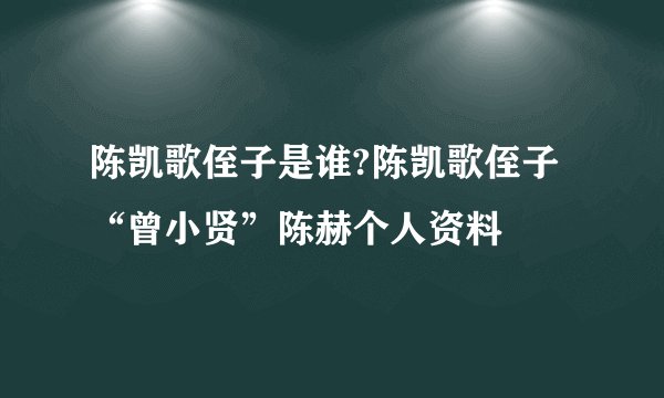 陈凯歌侄子是谁?陈凯歌侄子“曾小贤”陈赫个人资料