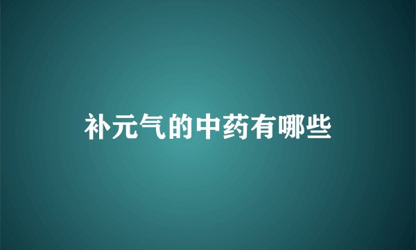 补元气的中药有哪些