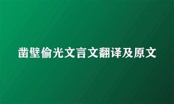 凿壁偷光文言文翻译及原文