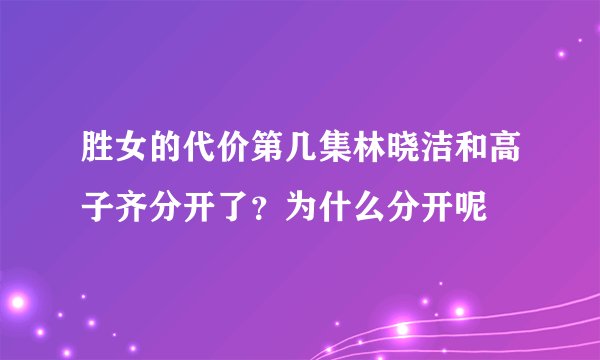 胜女的代价第几集林晓洁和高子齐分开了？为什么分开呢