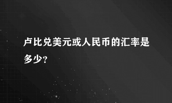 卢比兑美元或人民币的汇率是多少？