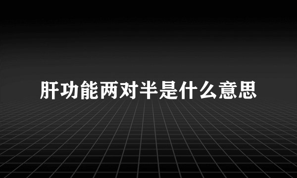 肝功能两对半是什么意思