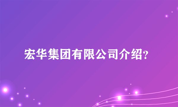 宏华集团有限公司介绍？