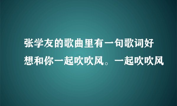 张学友的歌曲里有一句歌词好想和你一起吹吹风。一起吹吹风