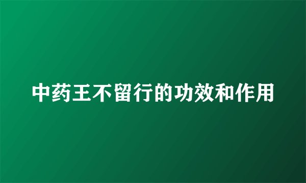 中药王不留行的功效和作用