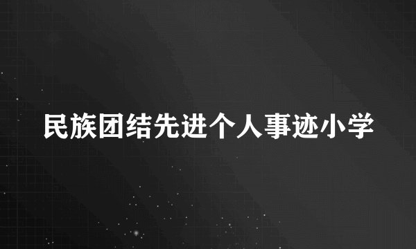 民族团结先进个人事迹小学