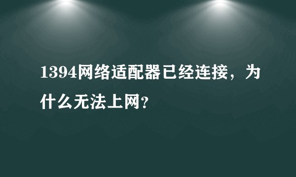 1394网络适配器已经连接，为什么无法上网？