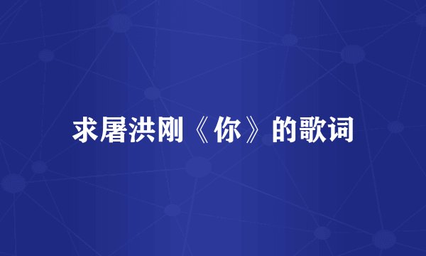 求屠洪刚《你》的歌词