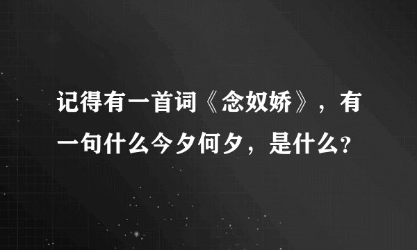 记得有一首词《念奴娇》,有一句什么今夕何夕,是什么?