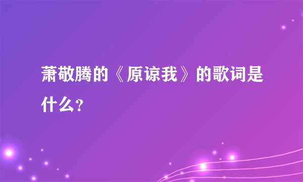 萧敬腾的《原谅我》的歌词是什么？