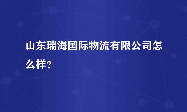 山东瑞海国际物流有限公司怎么样？