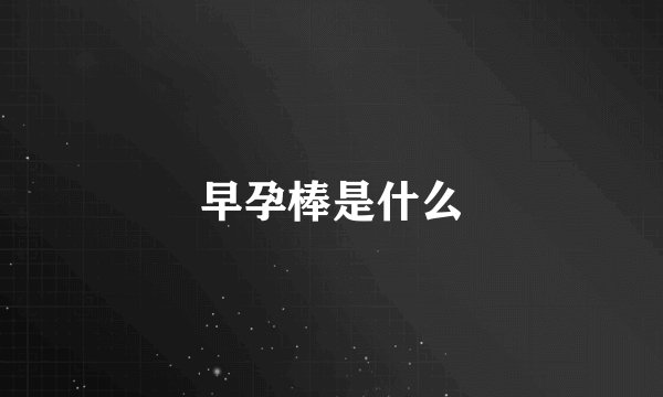 早孕棒是什么