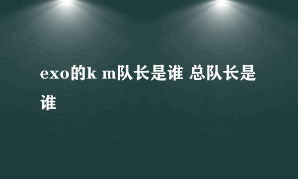 exo的k m队长是谁 总队长是谁