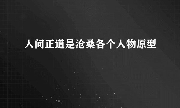人间正道是沧桑各个人物原型