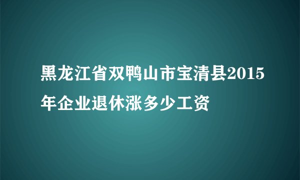 黑龙江省双鸭山市宝清县2015年企业退休涨多少工资
