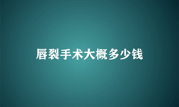 唇裂手术大概多少钱