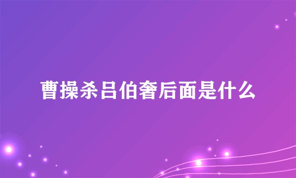曹操杀吕伯奢后面是什么