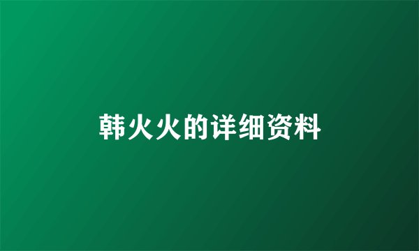 韩火火的详细资料