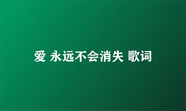 爱 永远不会消失 歌词