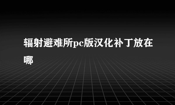 辐射避难所pc版汉化补丁放在哪