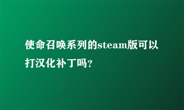 使命召唤系列的steam版可以打汉化补丁吗？