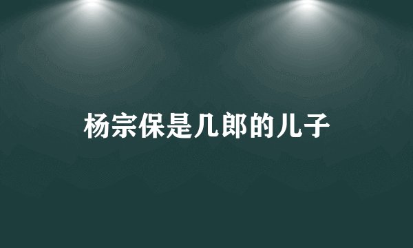 杨宗保是几郎的儿子