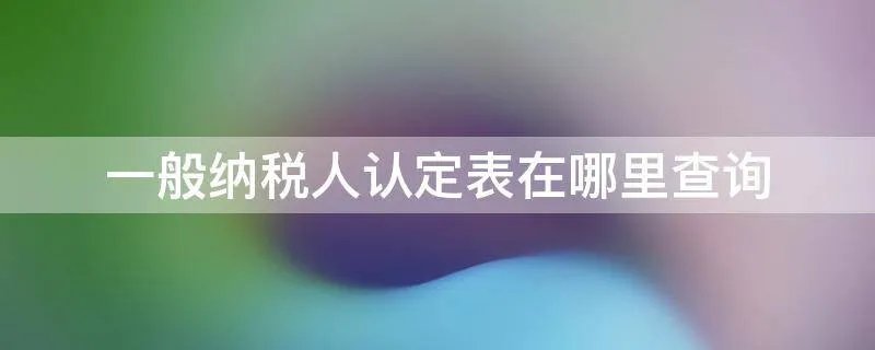 一般纳税人认定表在哪里查询