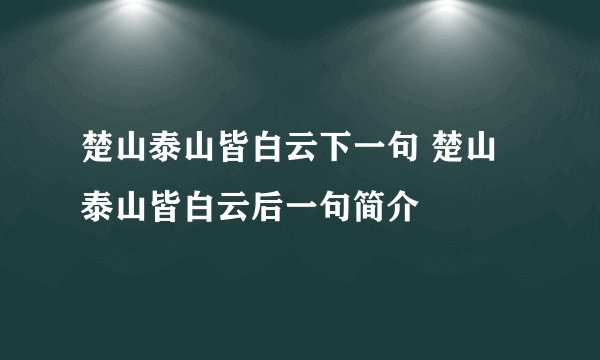 楚山泰山皆白云下一句 楚山泰山皆白云后一句简介