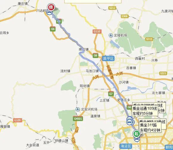 从清华园火车站怎么坐火车去八达岭长城
