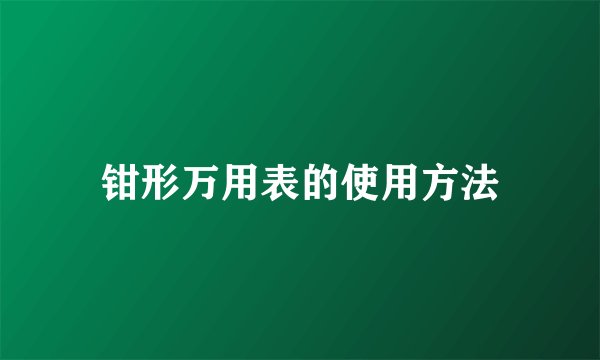 钳形万用表的使用方法