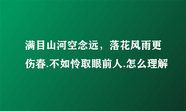 满目山河空念远，落花风雨更伤春.不如怜取眼前人.怎么理解