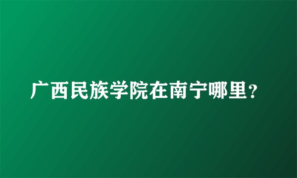 广西民族学院在南宁哪里？