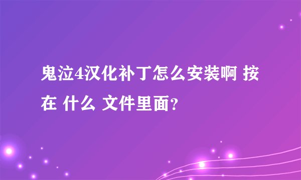 鬼泣4汉化补丁怎么安装啊 按在 什么 文件里面？